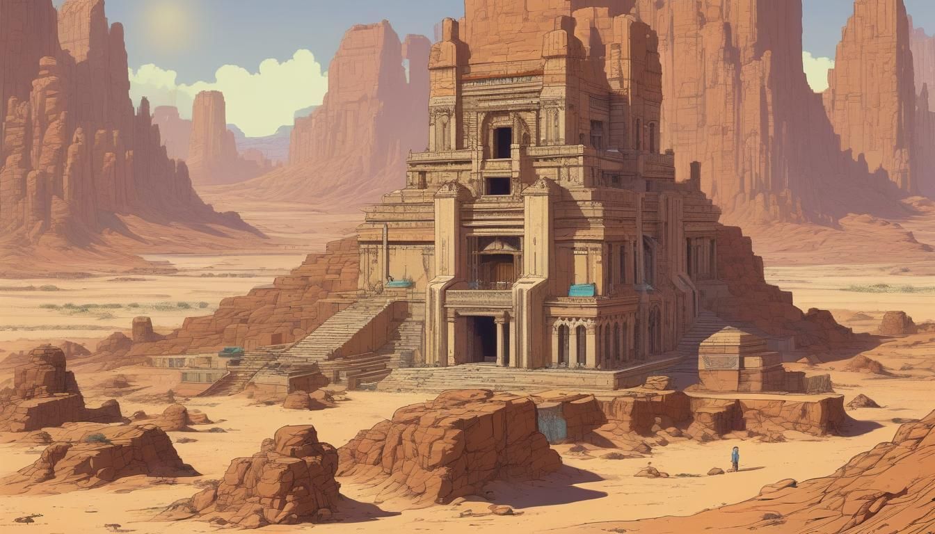 Desert Temple in Pixel Art Style