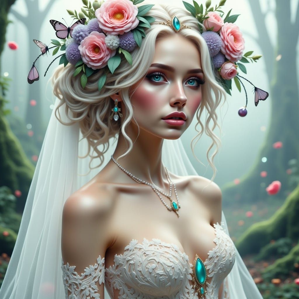 Dreamy Bride in Mystical Watercolor Haze