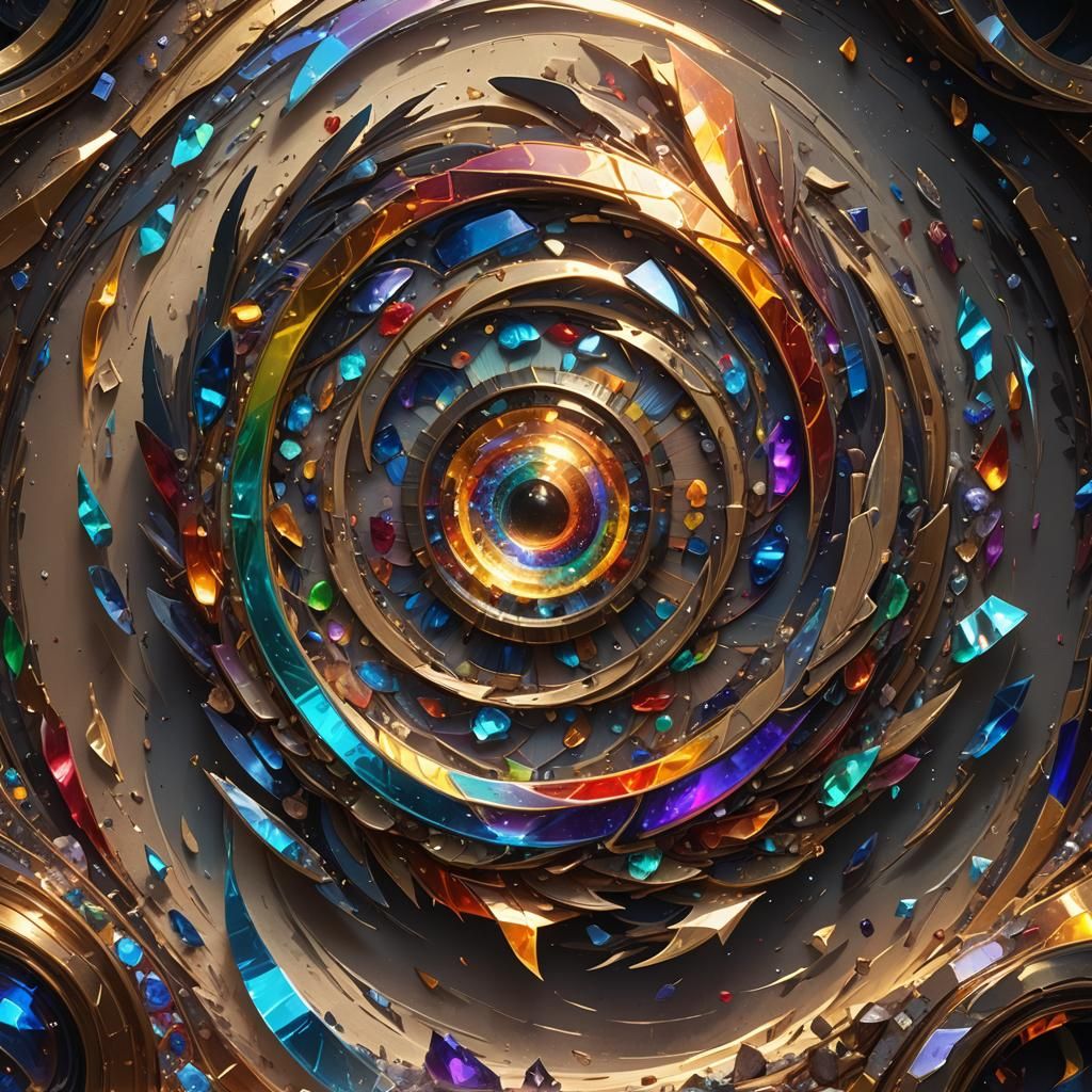 Gemstone Whirlwind with Crystal Core, Fantasy Art