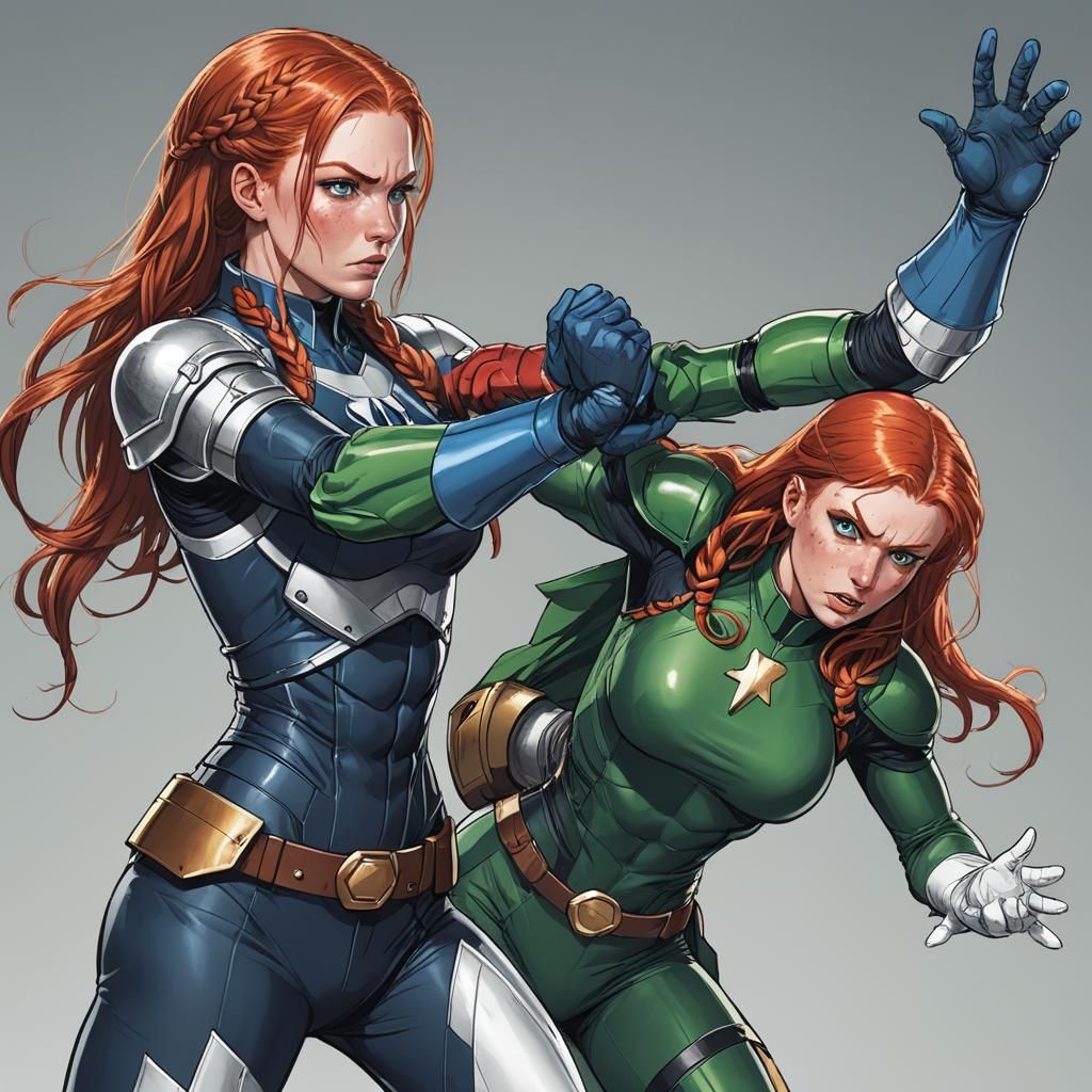 Redhead Superheroines in Headlock: Realistic Sci-Fi