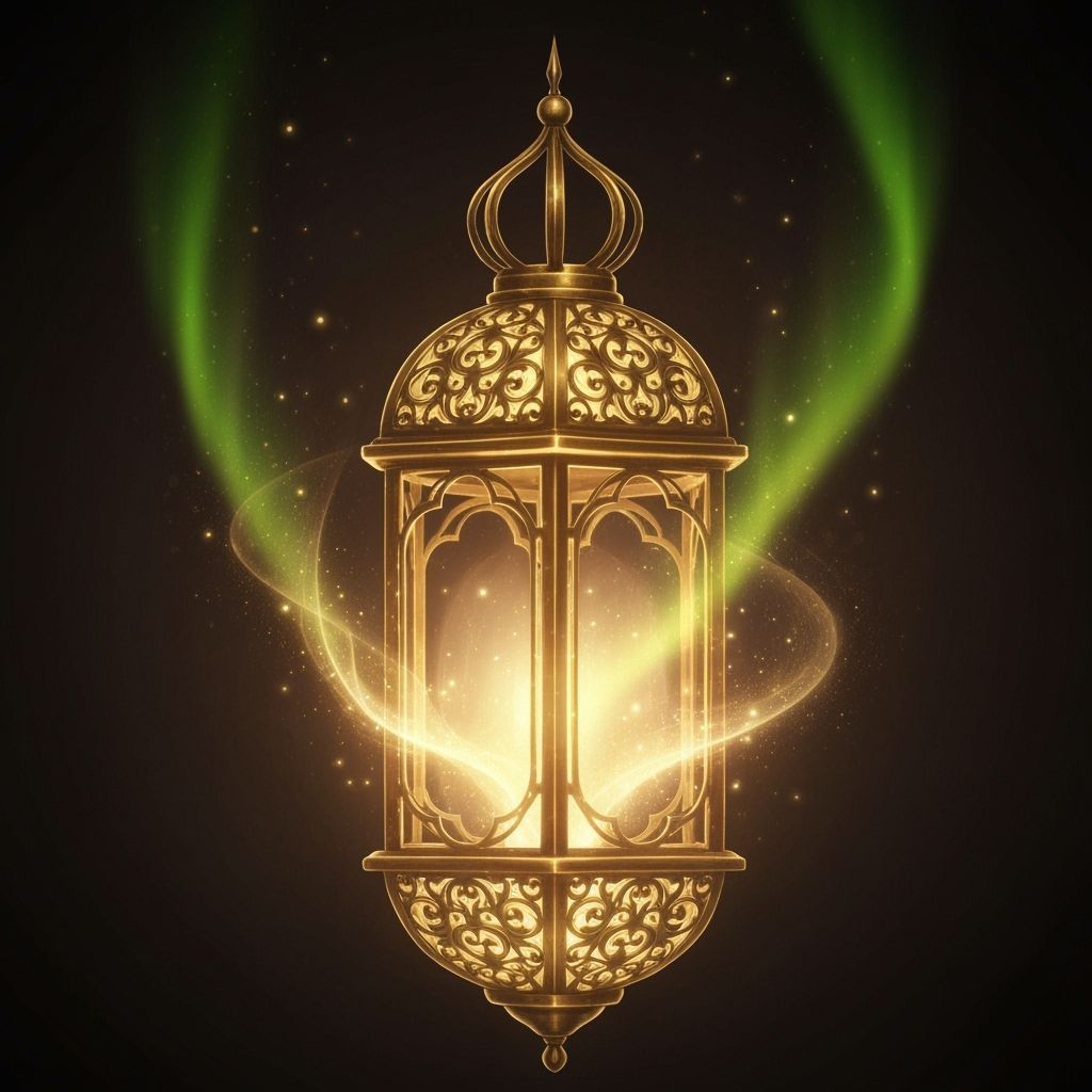 Golden Lantern Emitting Magical Light