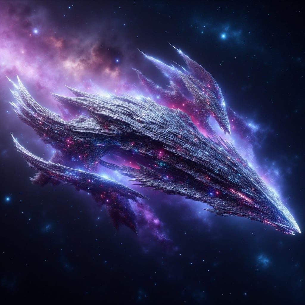 Dragon Spaceship in Cosmic Concept Art Style