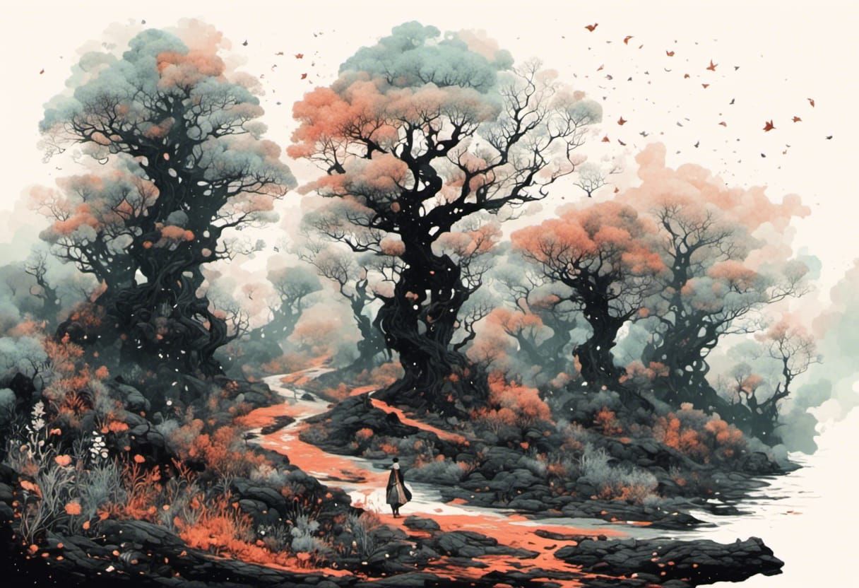 Symmetrical Figure in Muted Colors with Retro Feel