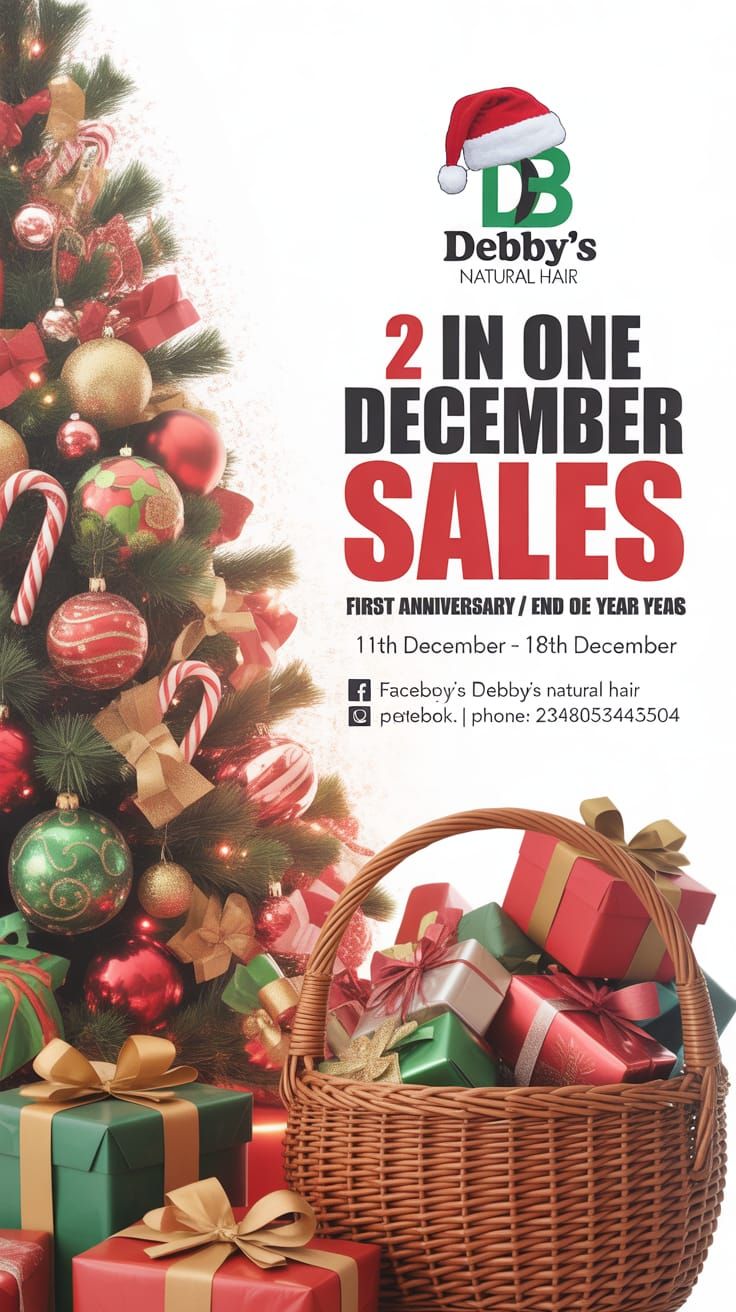 Festive Christmas Sales Flyer for Debby's Natural Hair