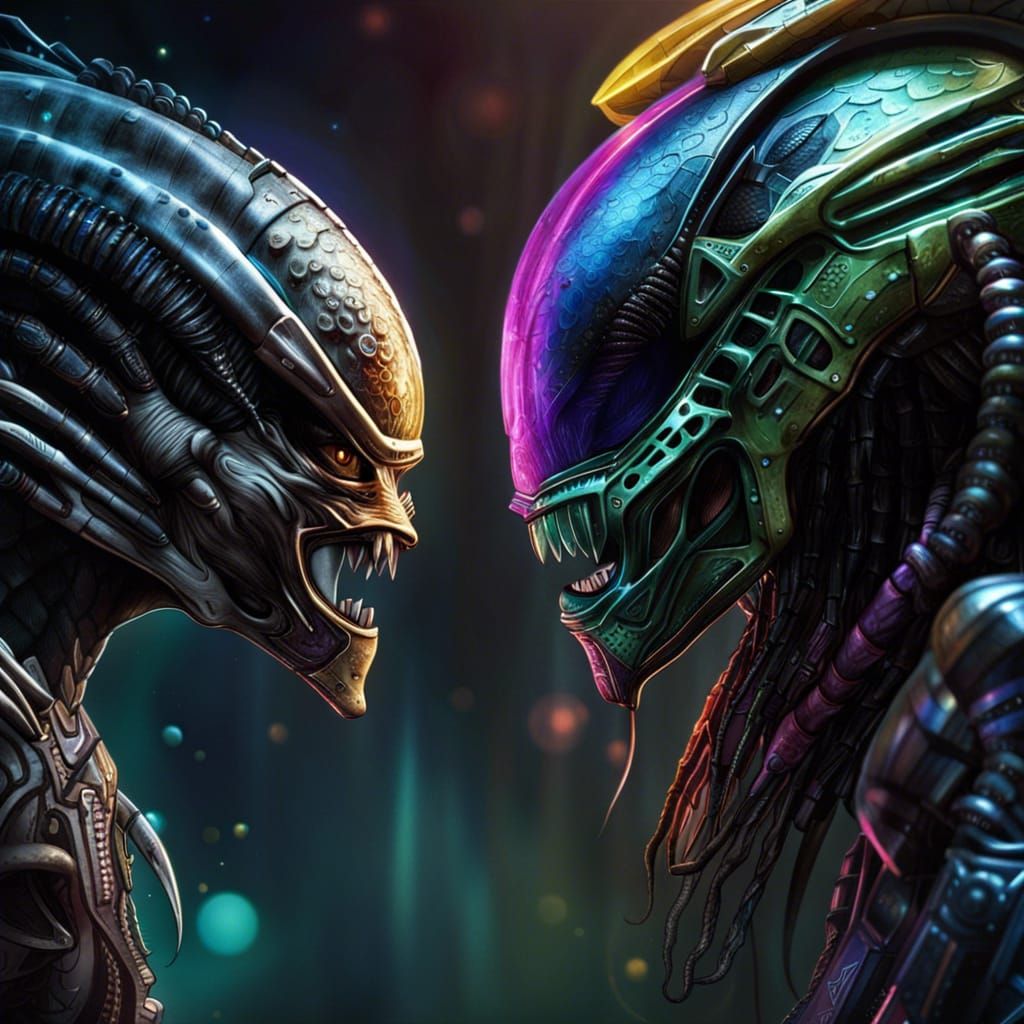 Hyperrealistic Alien vs Predator Concept Art