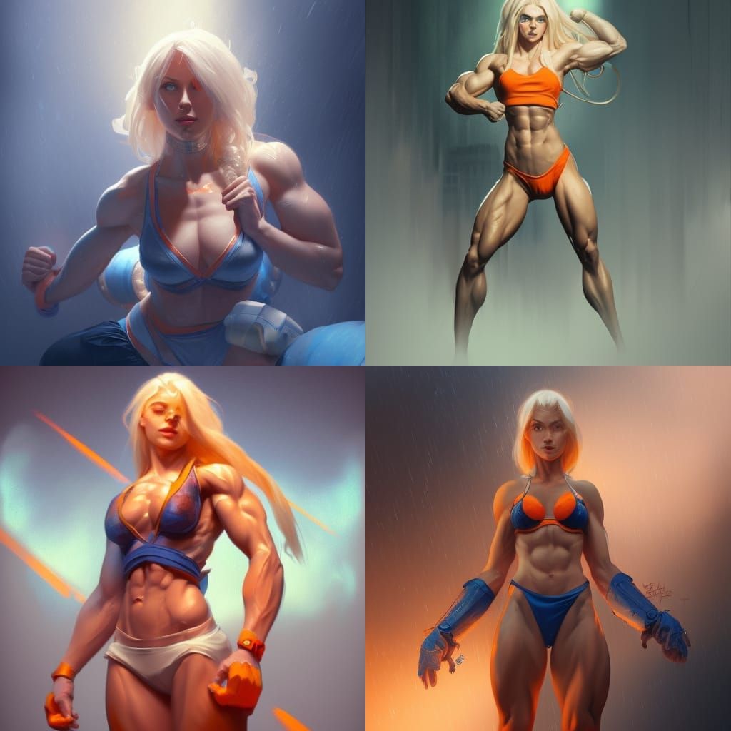 Hyperdetailed Muscle Girl with Dynamic Lighting