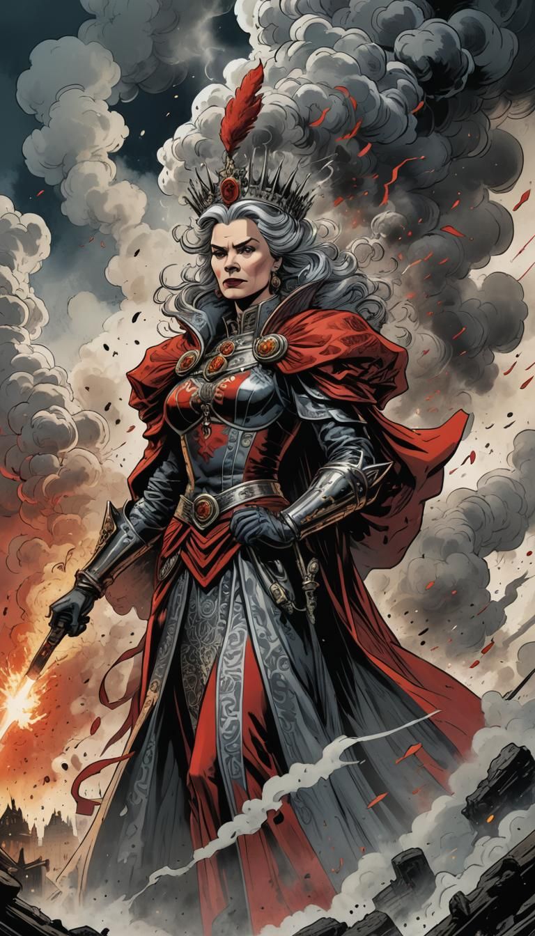 Stern Queen in Comic Book Art Style