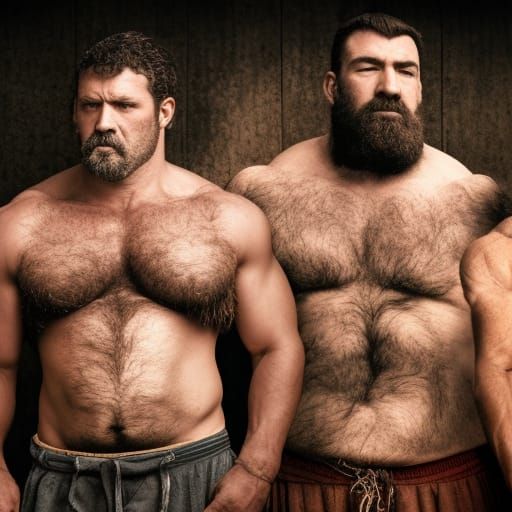 Hyperrealistic Image of Three Muscular Men