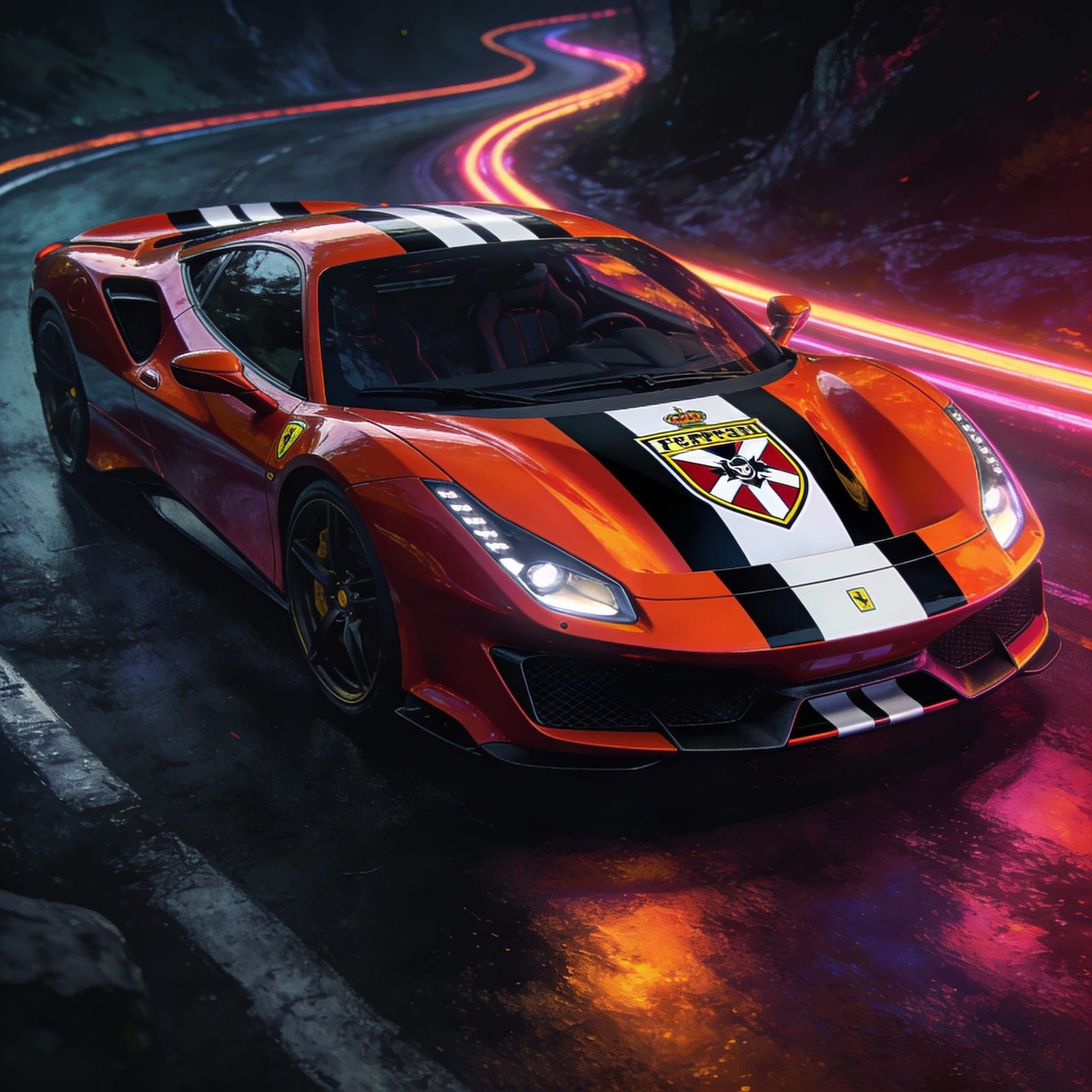 Ferrari Painted with Vasco da Gama Colors and Emblem