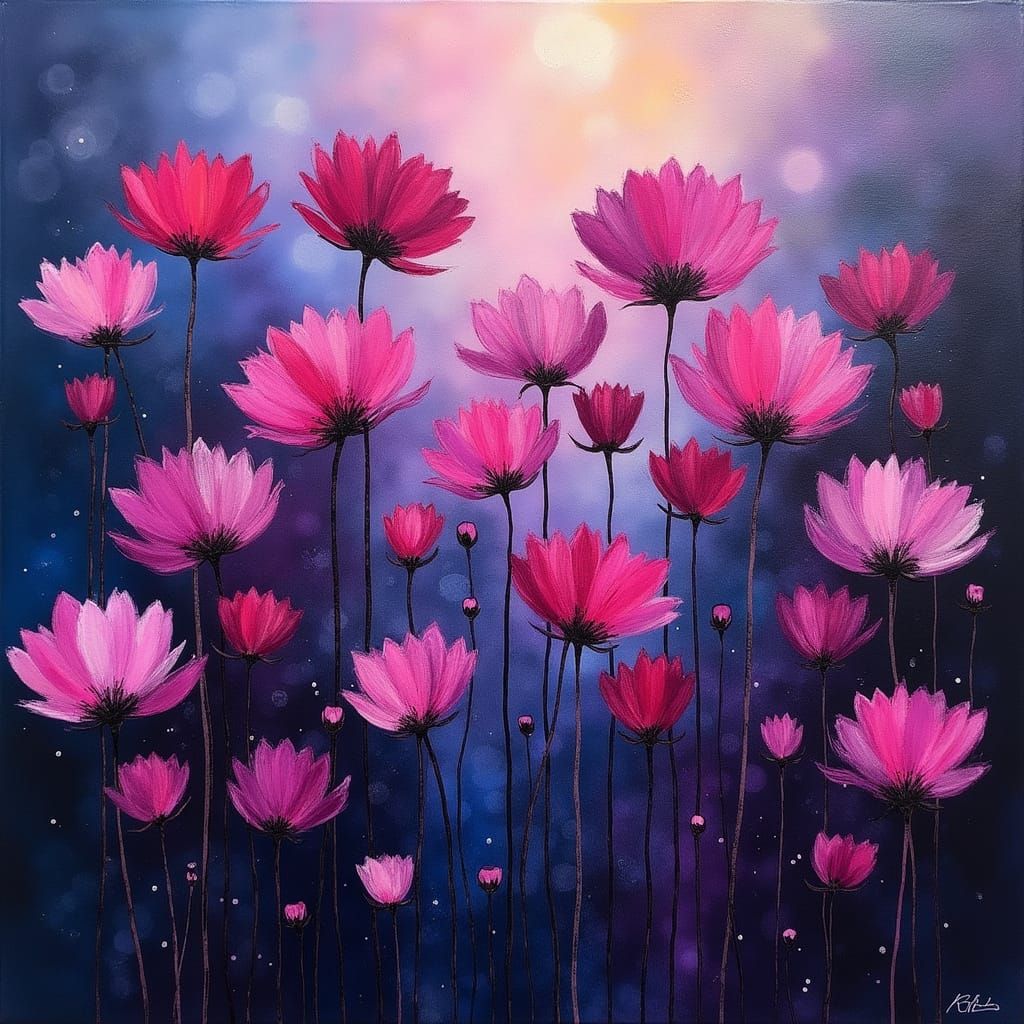 Pink Flowers abstract