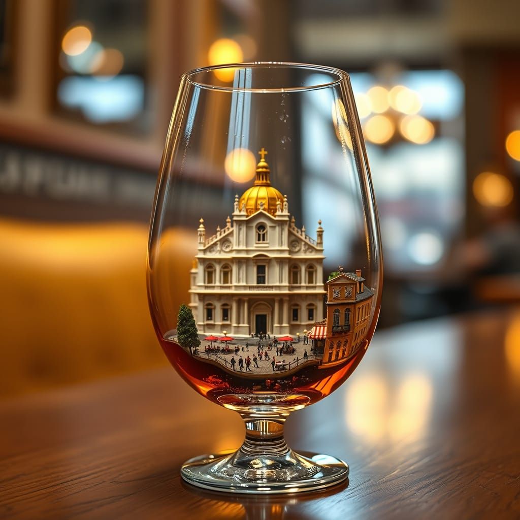 Elegant Milan Cityscape in a Cognac Glass