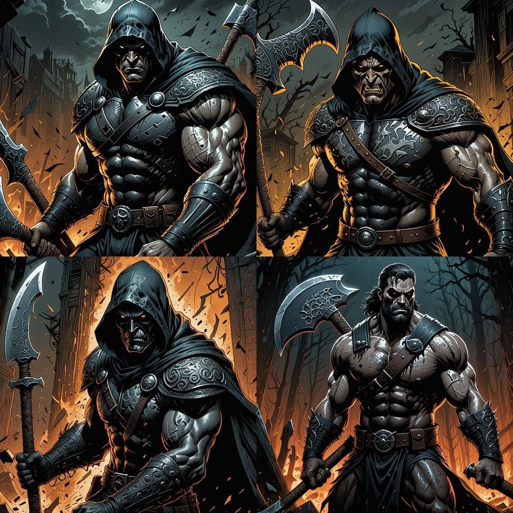 Medieval Executioner in Noir Comic Book Style