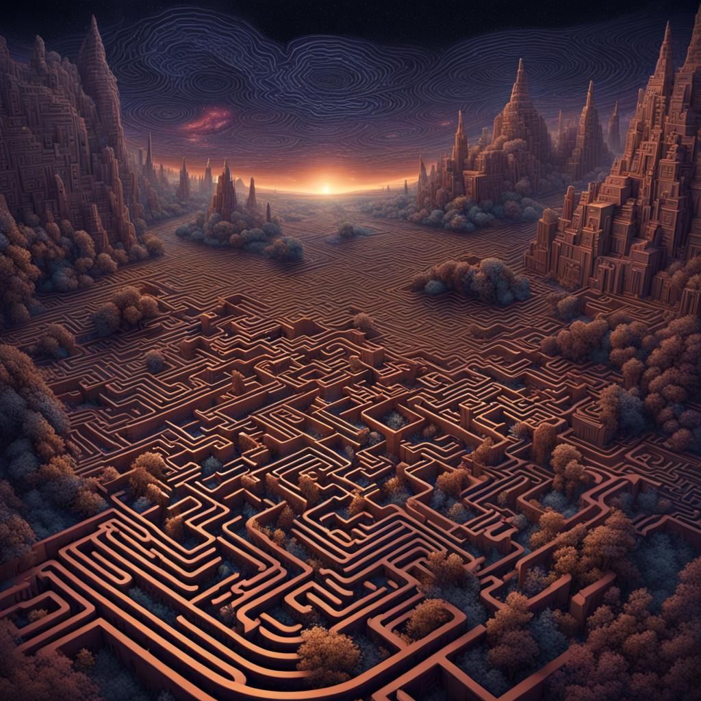 Cosmic Maps Forming Under Night Sky in Digital Art