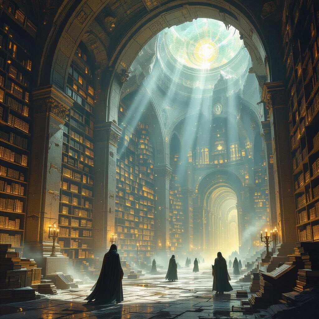 Colossal Mountain Library with Spectral Librarians