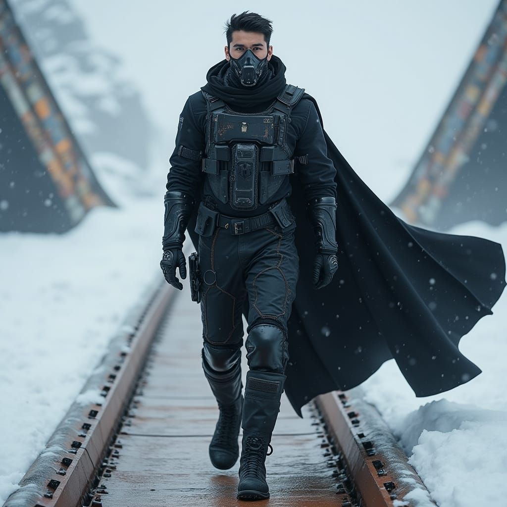 Armored Figure Arrives on Snowy Planet in Hyperrealism