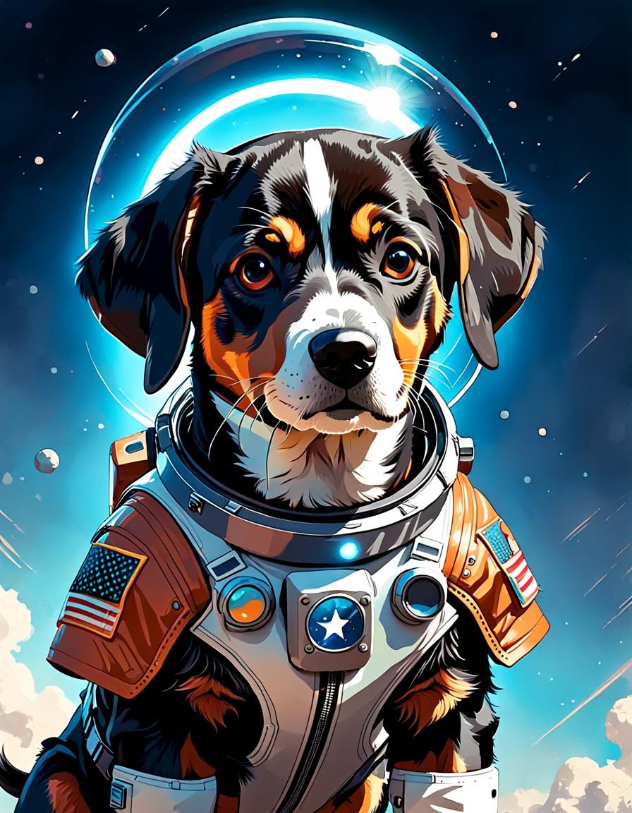 Entlebucher Mountain Dog in Astronaut Costume