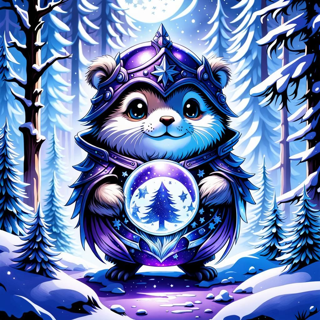 Chibi Otter Knight in Winter Wonderland
