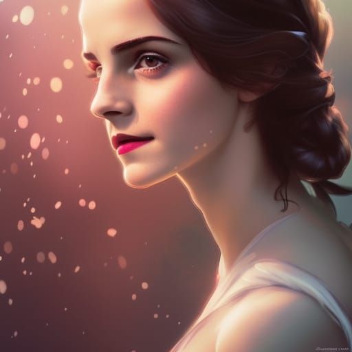 Emma Watson as Snow White Portrait in Art Nouveau Style