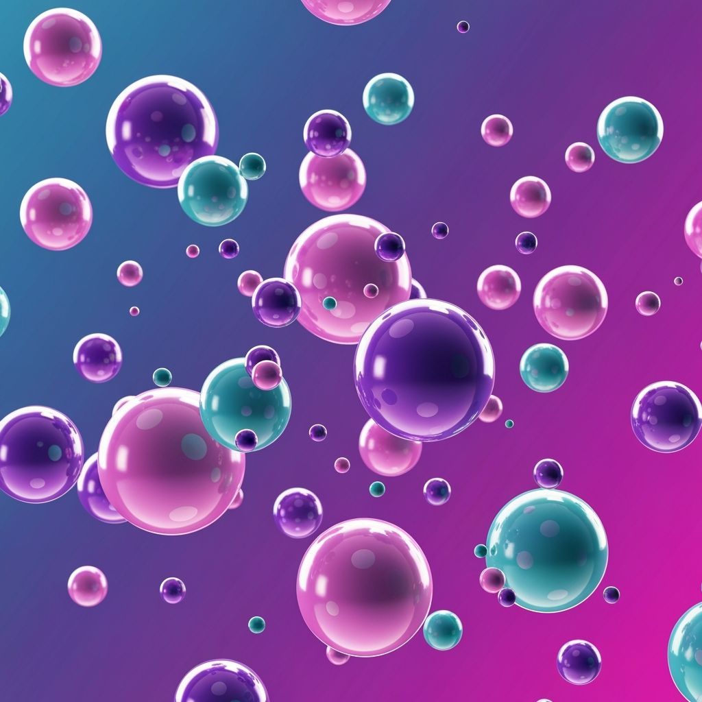 Shiny Reflective Spheres in Gradient Background