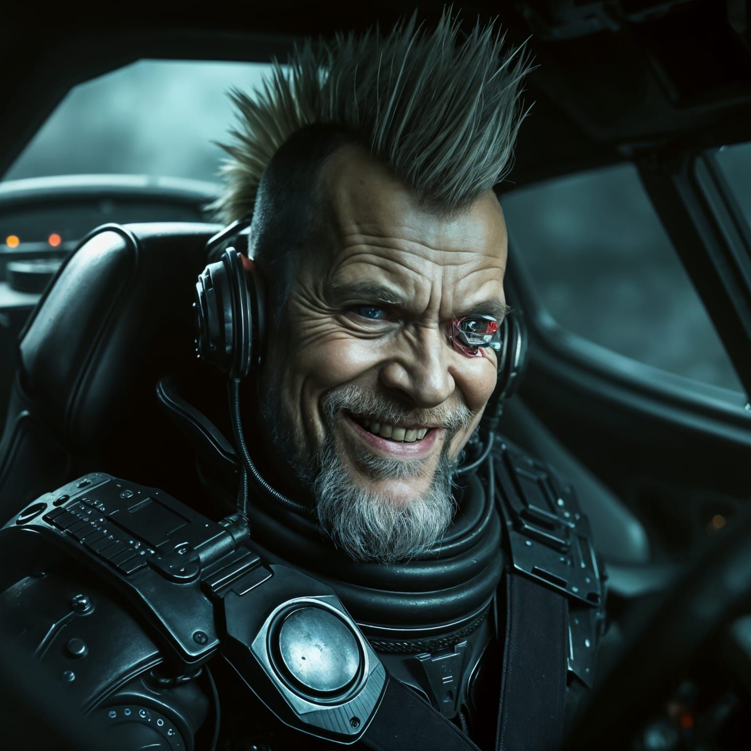 Cyborg Awakens with Glowing Red Light