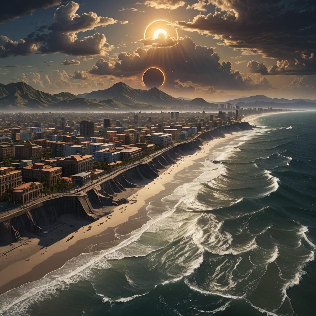 Total Solar Eclipse 2024 Over Mazatlan Boardwalk