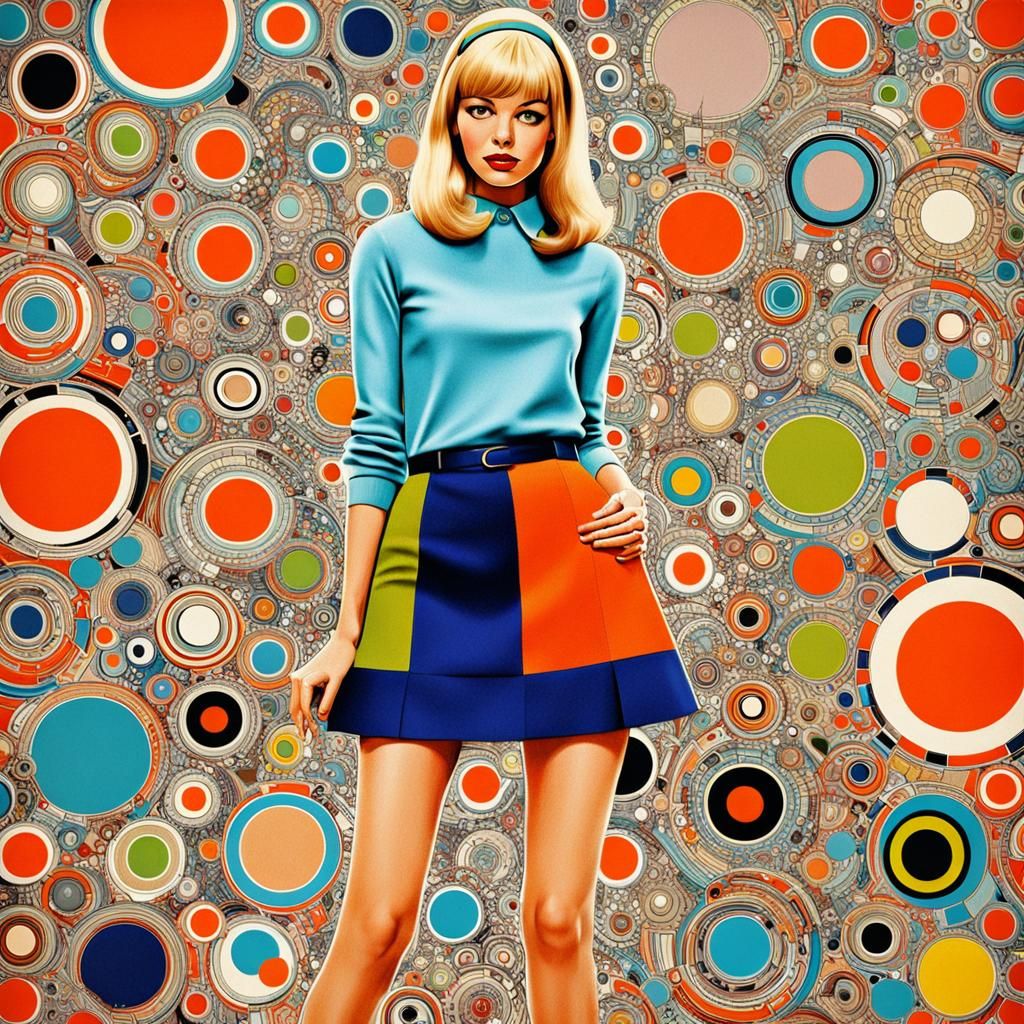 Gwen Stacy in Sixties Miniskirt, Abstract Art
