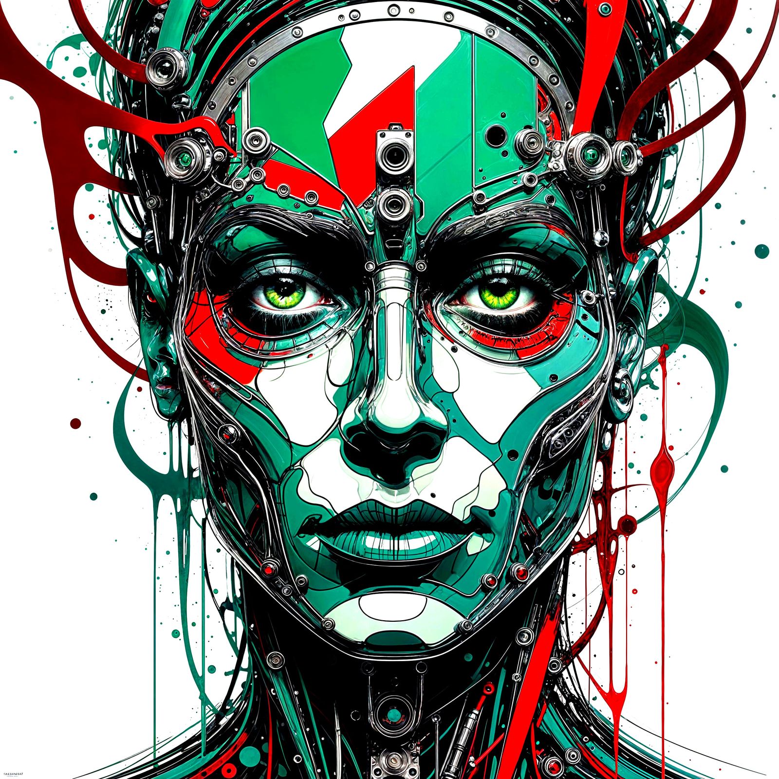 Abstract Face with Borg Eyepiece in Avant-Garde Style