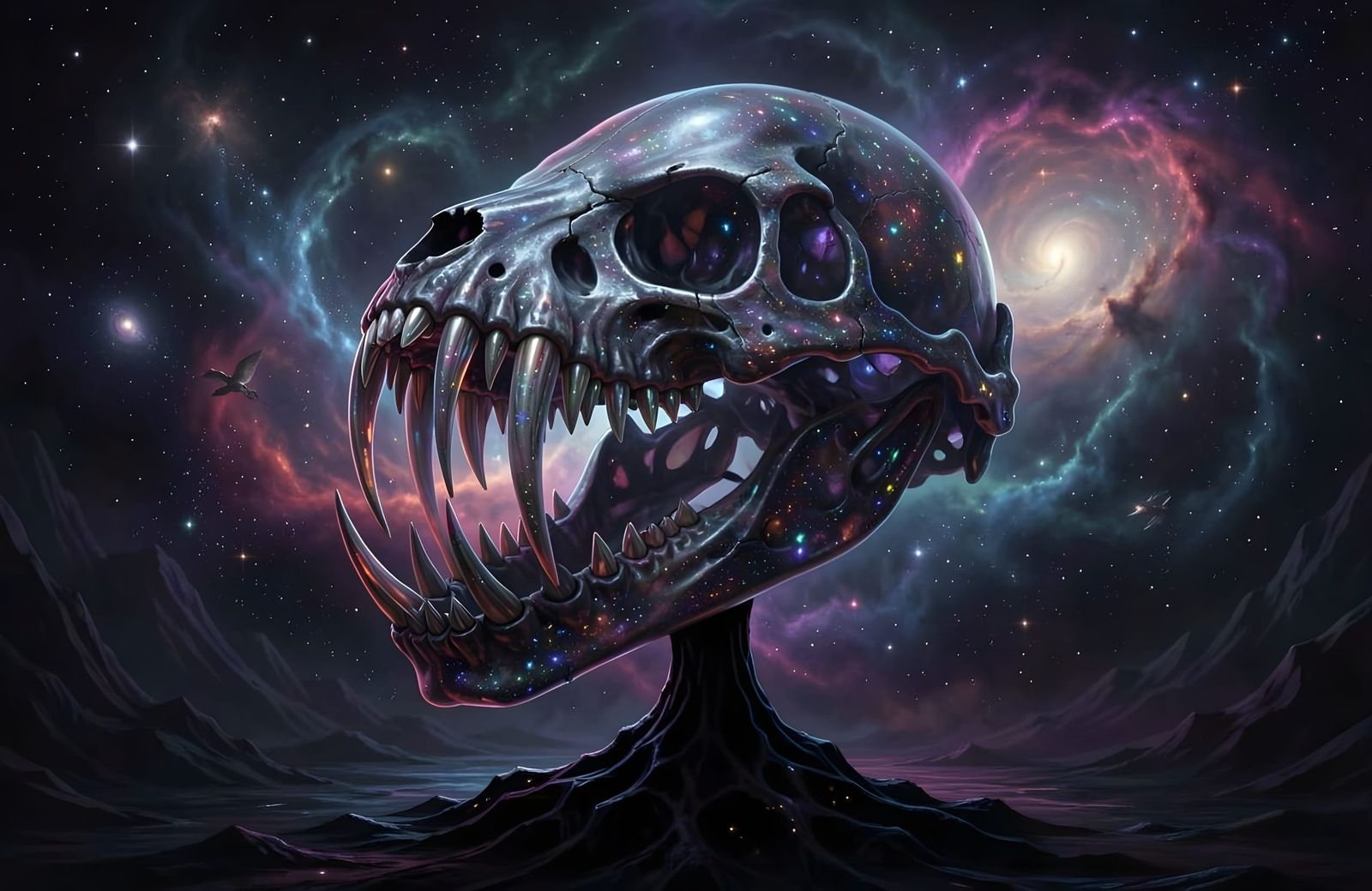 Void Leviathan Skull in Cosmic Nebula