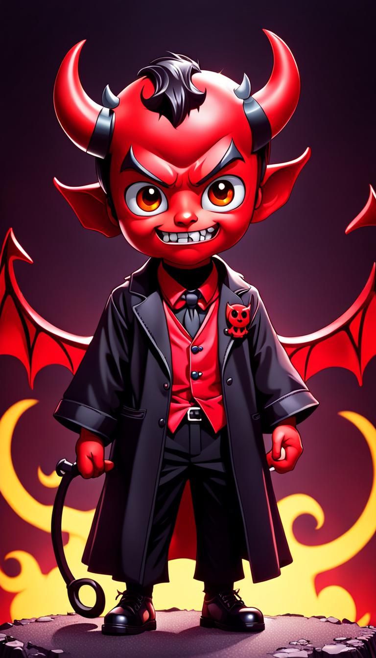 Kawaii Cartoon Devil in Cute Theme