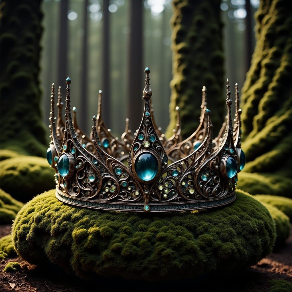 Gems Adorn Ancient Elven Crown in Macabre Forest