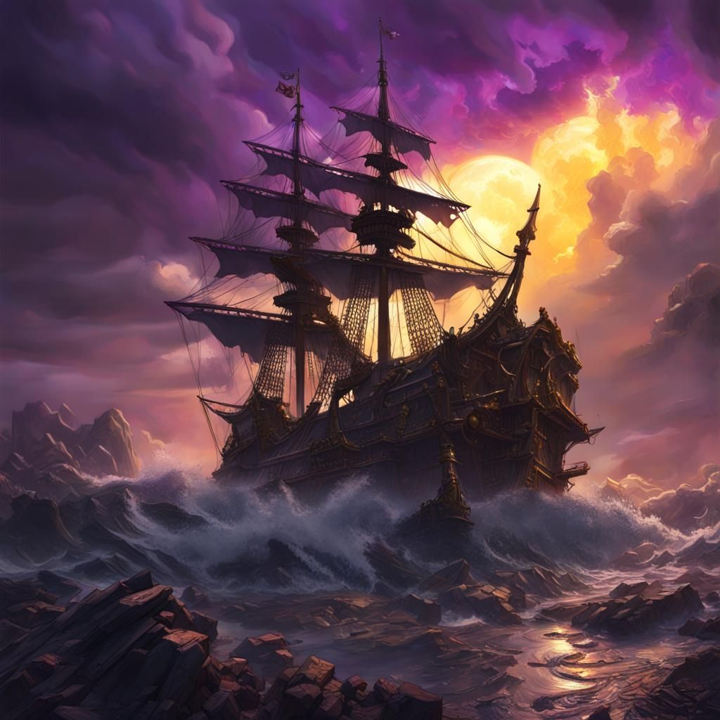 Pirate with Hammer in Stormy Sky: Dark Fantasy Art