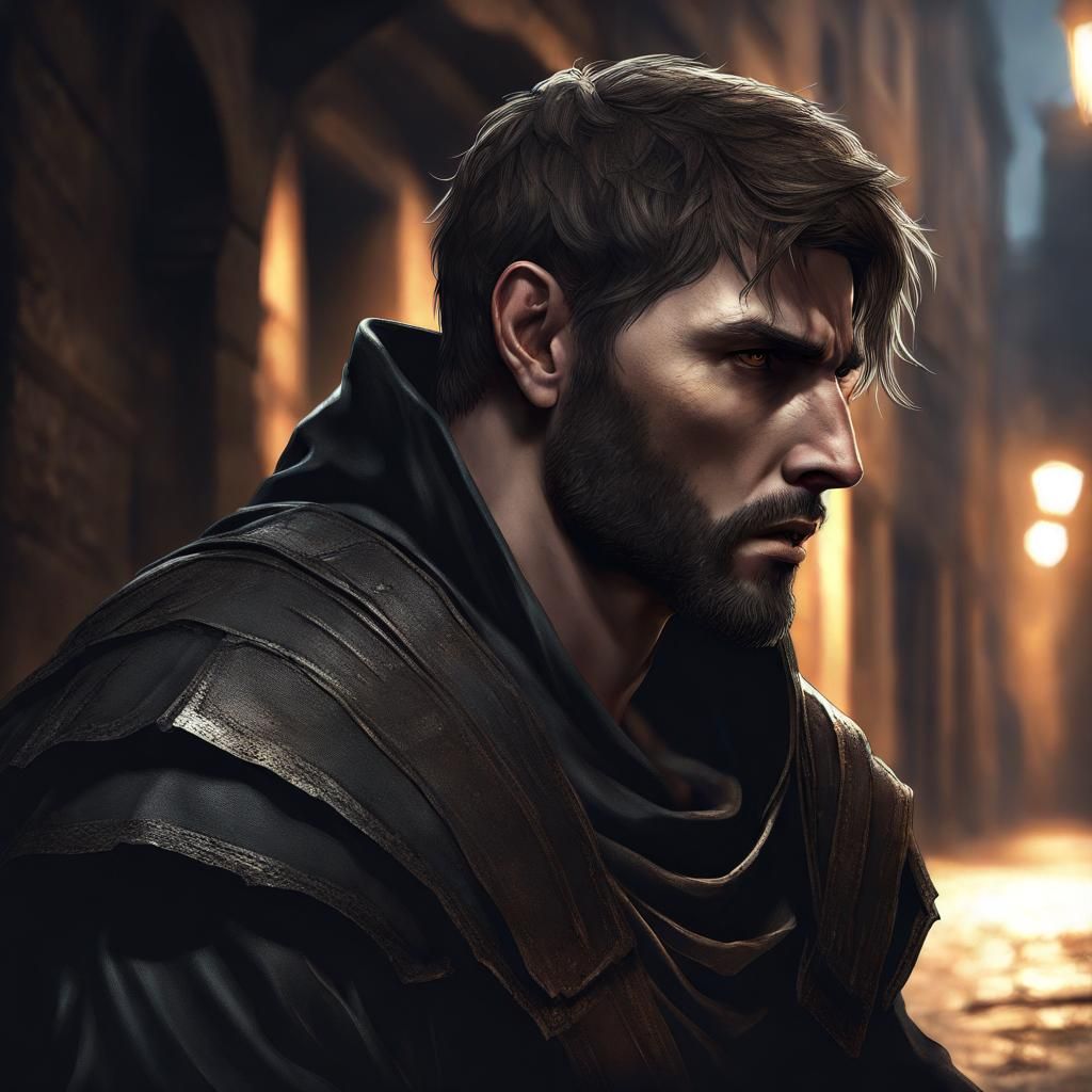 Ancient Roman Assassin in Dark Alley Portrait