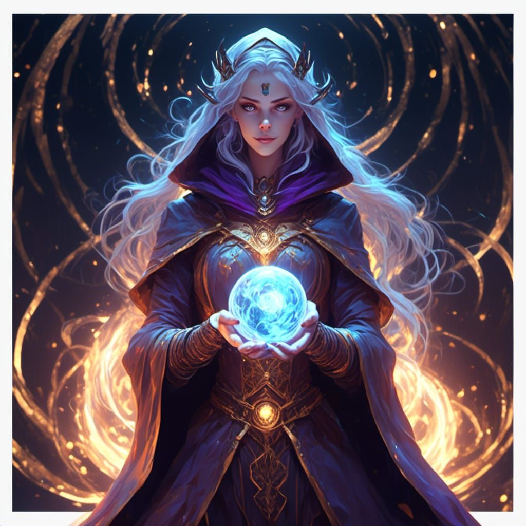 Sorceress with Orb: Photorealistic Dark Fantasy