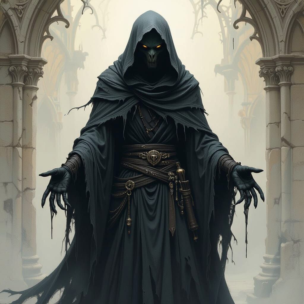 Undead Elf Creature in Gothic Dark Fantasy Style