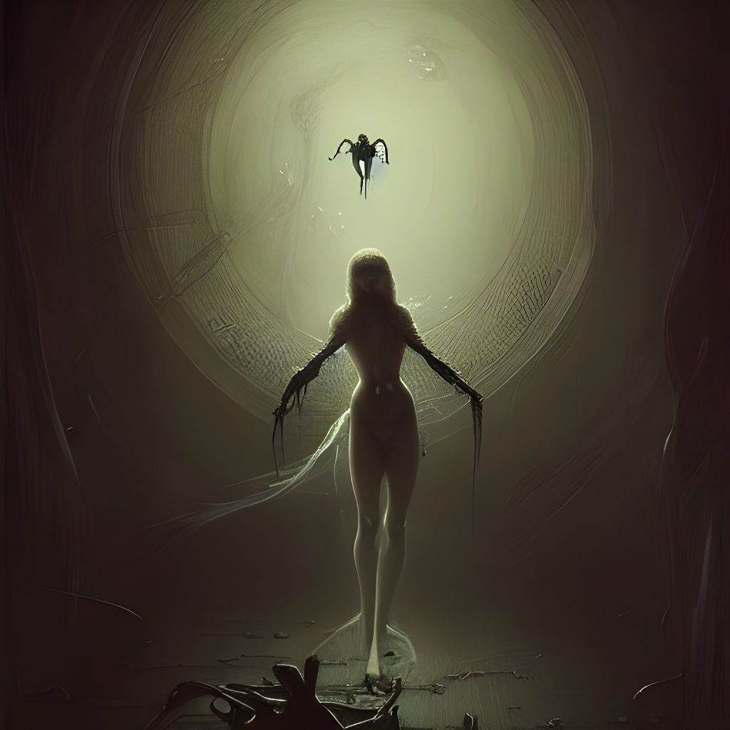 Creepy Spider-Girl Hybrid in Gothic Horror Style