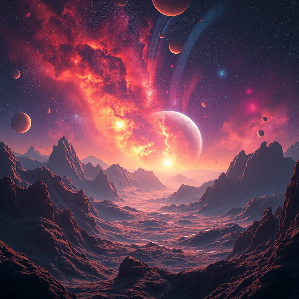 Uncharted Galaxy: Matte Painting in Vibrant Colors