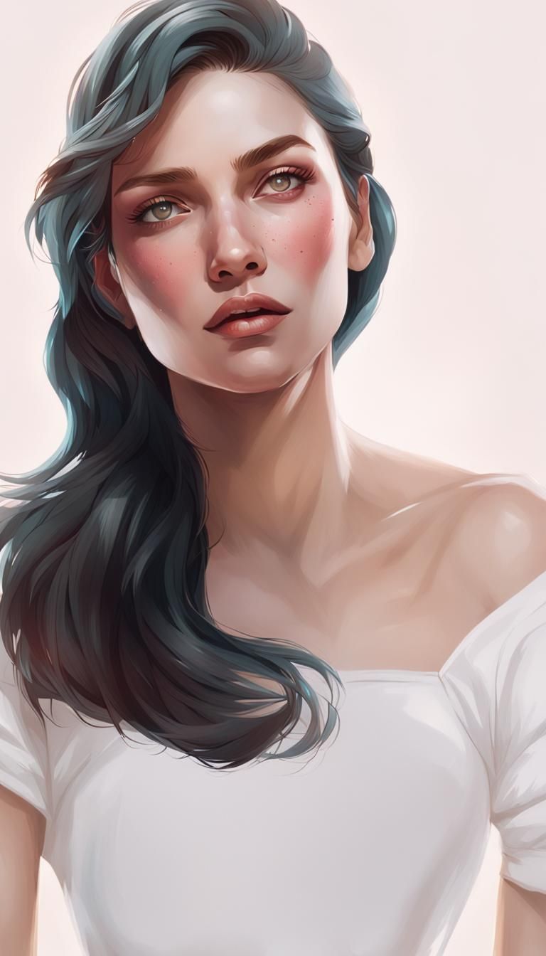 Intricate Portrait of Enigmatic Woman in Digital Art Style