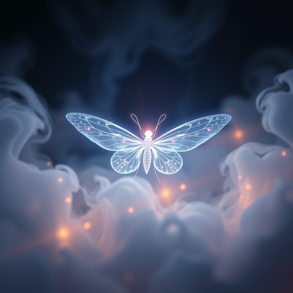 Ethereal Fée Emerges from Misty Realm in Cyberpunk Fantasy A...