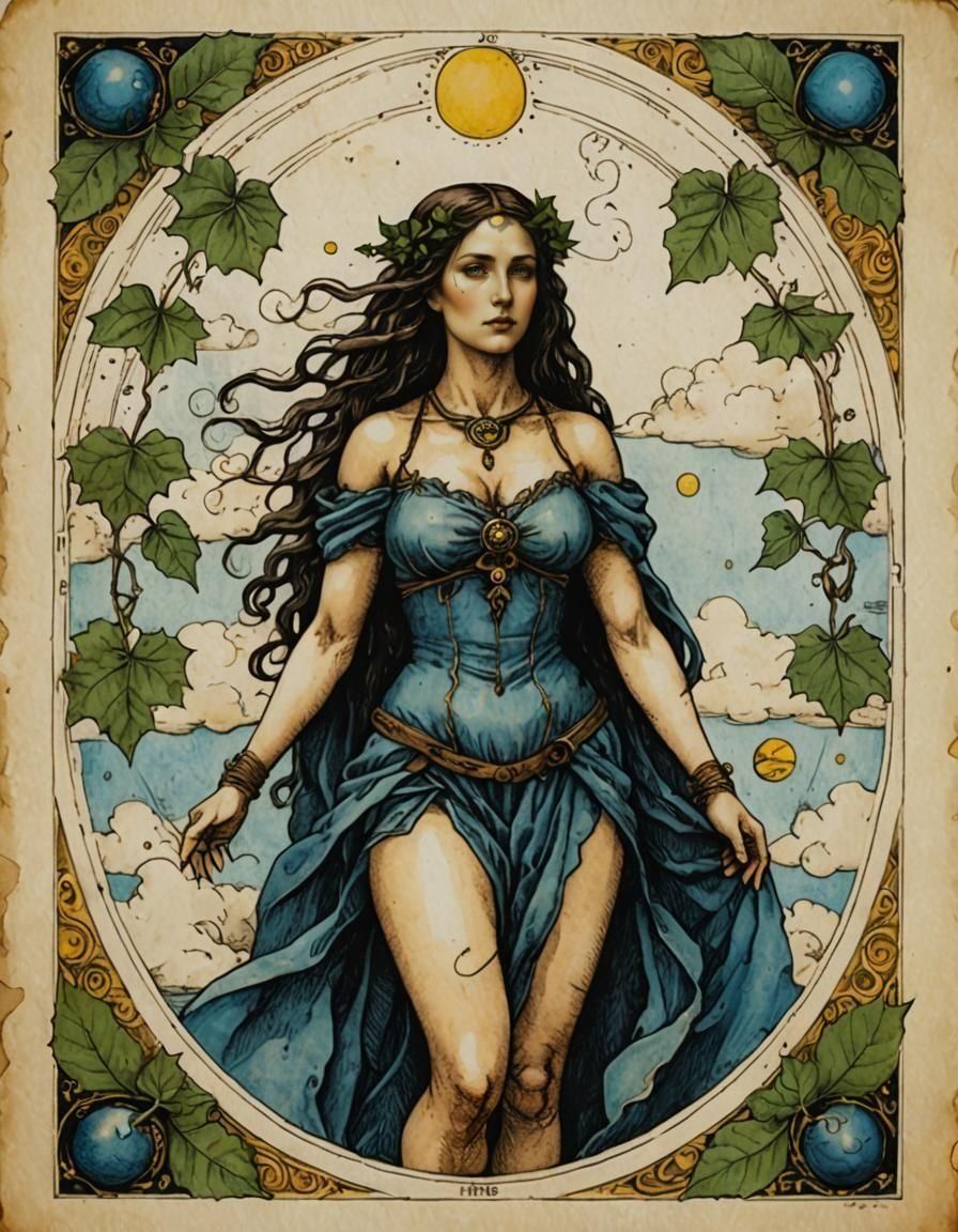 Tarot Card: The World, Renaissance Style Parchment Art