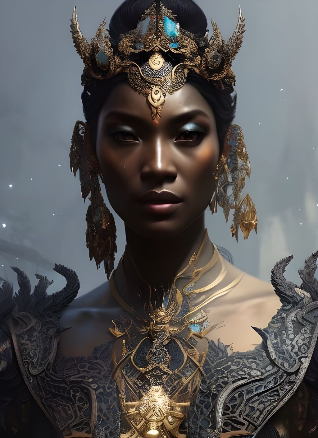 Dark Shadow Goddess in Astral Silk Dress