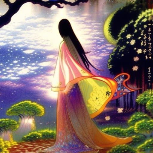 Ethereal Moon Princess in a Japanese Garden
