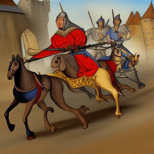Medieval Warrior Cart Pursuit: Action Scene