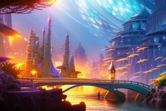 Magical Underwater City in Anime Style