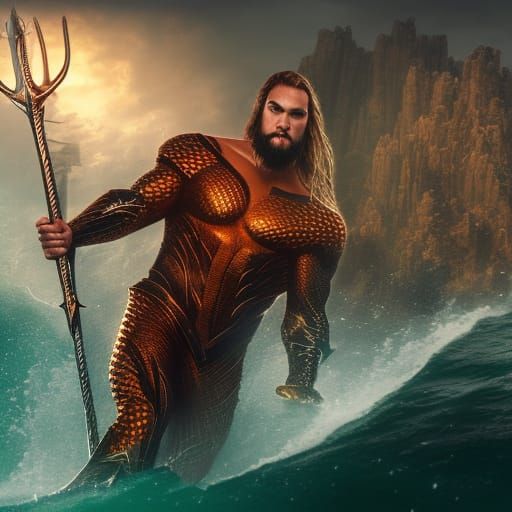 Aquaman with Spear: Detailed Fantasy Art
