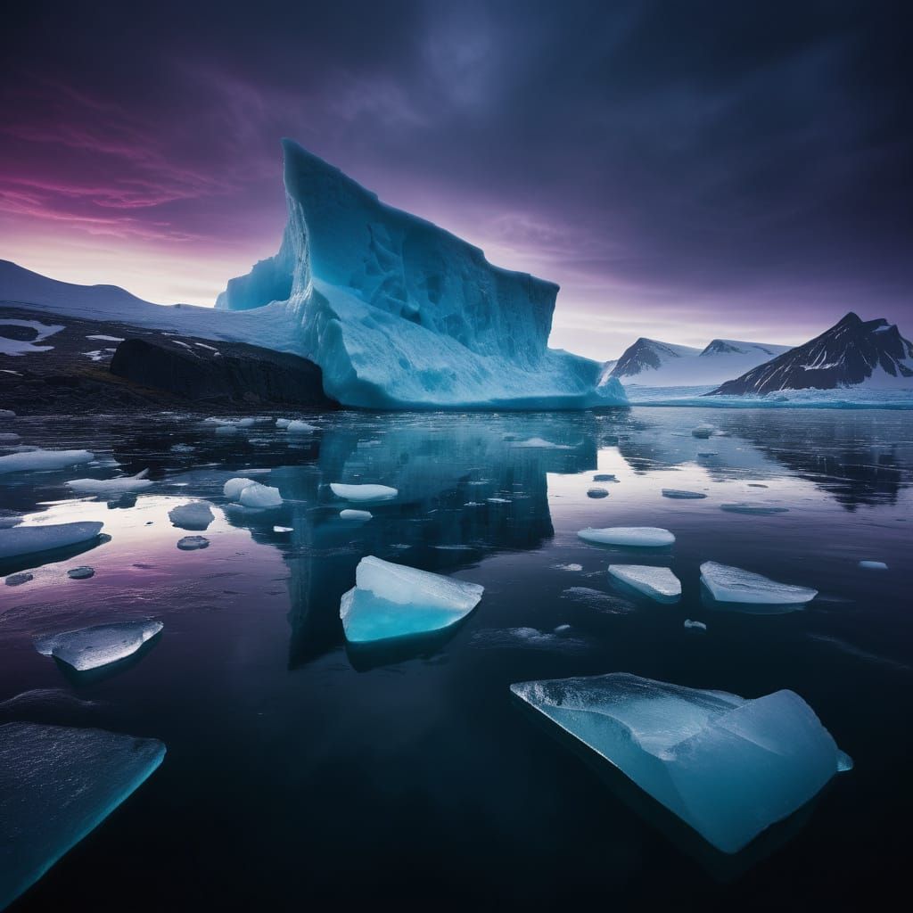 Breathtaking Arctic Landscape with Glowing Aurora