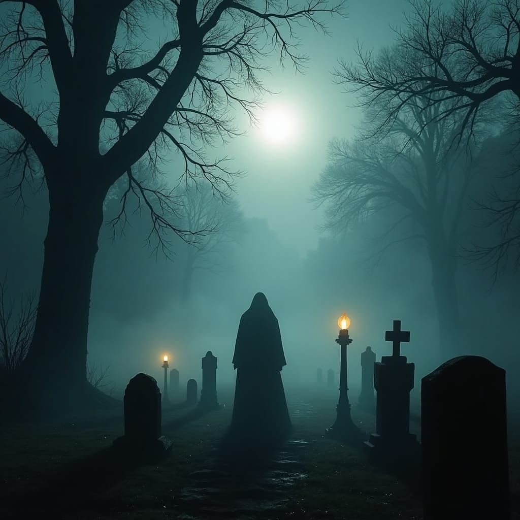 Ethereal Graveyard Apparitions in Gothic Fairy Tale Style
