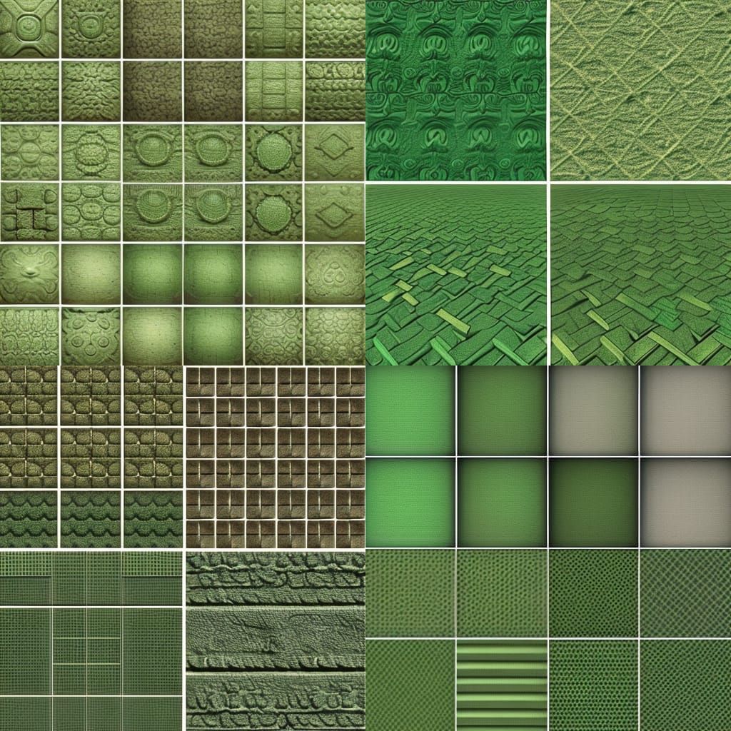 Seamless Green Textures with Gold Trim for 3D