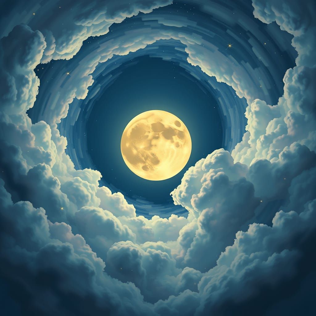 Surreal Ethereal Dreamscape Under Full Moon