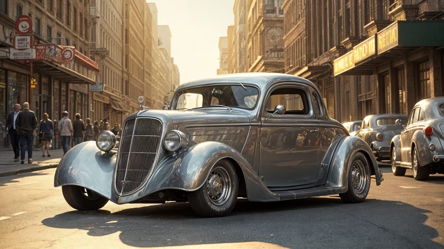 Custom 1936 Ford Coupe in Silver Metal Flake