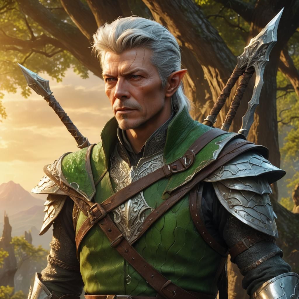 Elf Ranger in Emerald Dragon Scale Armor